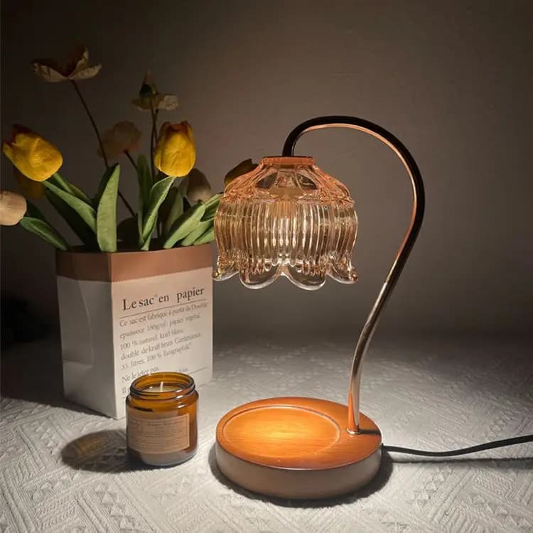 Flower candle warmer lamp with timer, dimmable candle warmer, Christmas birthday gift, home heating decoration, for candles in jar