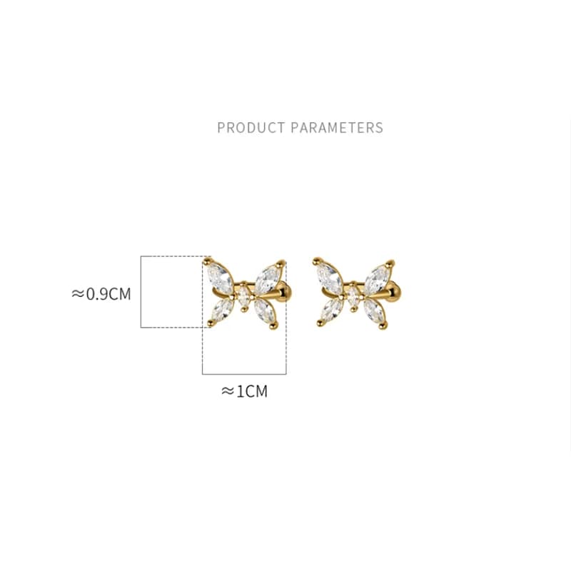 WANTME 925 Sterling Silver Romantic Insect Shiny Zircon Butterfly No Piercing Ear Clip Fashion Earrings Cuff Loop Jewelry Female