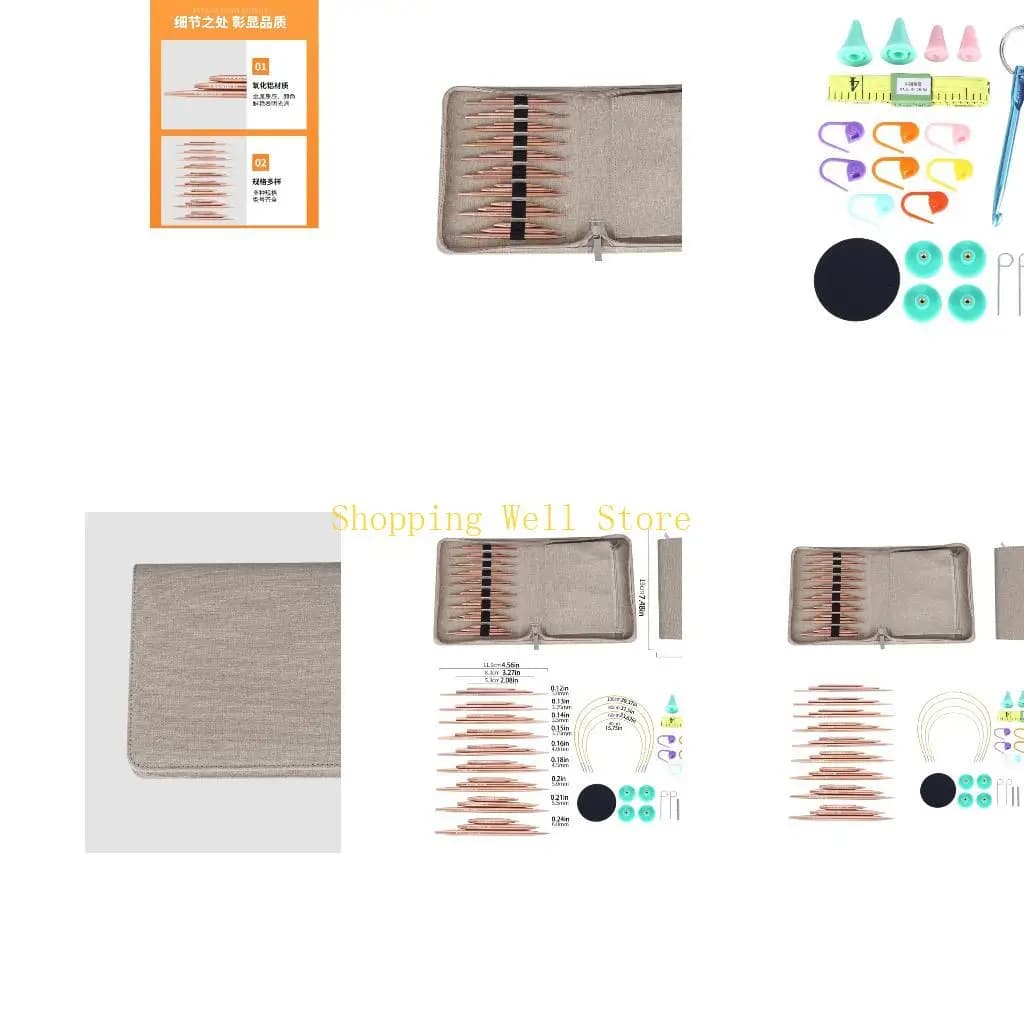 KX4B Knitting Needle Case Set with Cords Markers and Tape Measure