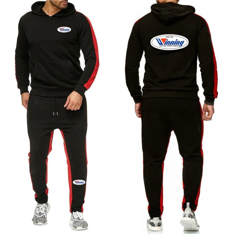 Vincitore boxe da uomo nuova primavera e autunno versatile pullover con cappuccio + pantaloni sportivi comodi pantaloni tinta unita sportivi