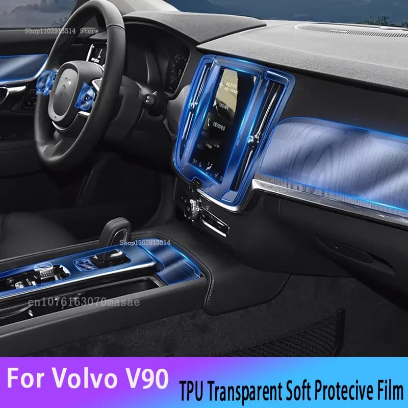 Car interior wall decals for Volvo V90 (2020-2023) TPU protective film for GPS navigation LCD screen for cars, protective decorative cover