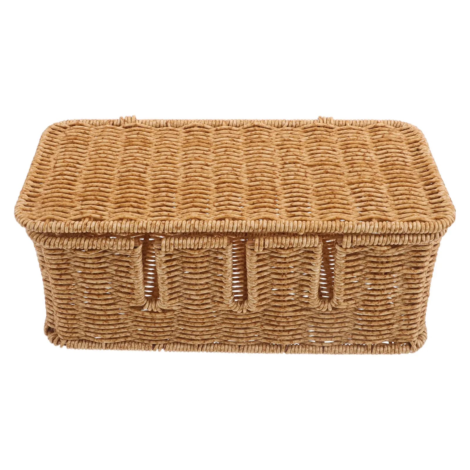 Scatola Organizzatore Cavi da Scrivania in Rattan Sintetico, Contenitore Decorativo per Gestione Cavi, Cesto Portacavi Intrecciato a Mano per Ufficio e Casa