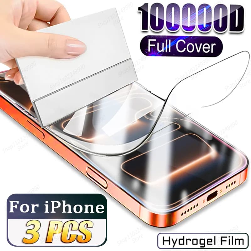 3PCS Protezione Dello Schermo Della Copertura Completa Per iPhone 17 Pro Max Pellicola Idrogel Dell'aria Per iPhone 16 Pro Max 16E 14 15 Plus 12 13 Mini 11 pellicola