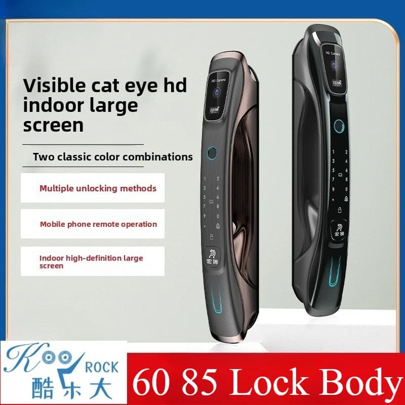 Smart Lock completamente automatico 6085 con telecamera spioncino: impronta digitale senza chiave e ingresso con codice per la sicurezza domestica/ufficio, serratura standard UE