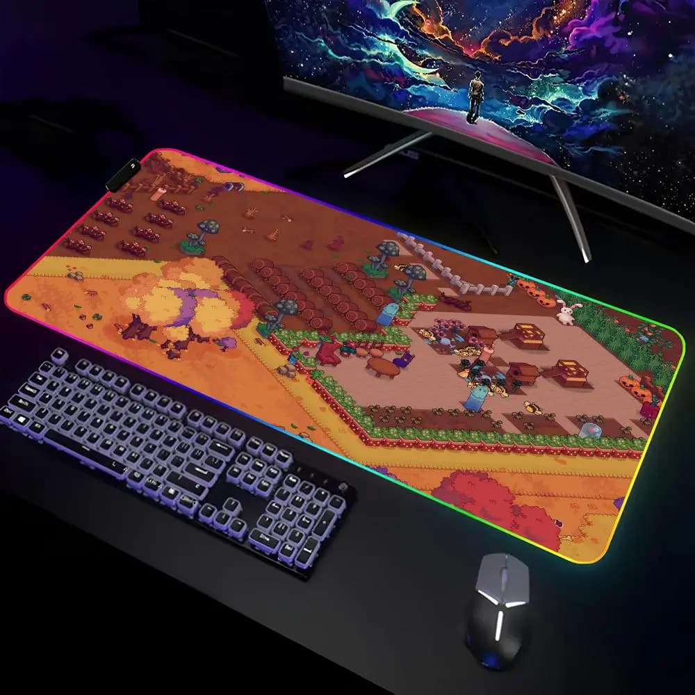 Everholm Mouse Pad Gamer RGB Deskmat Keyboard Mat Gaming Laptops LED Mousepad Desk Protector Anime Mause Mats