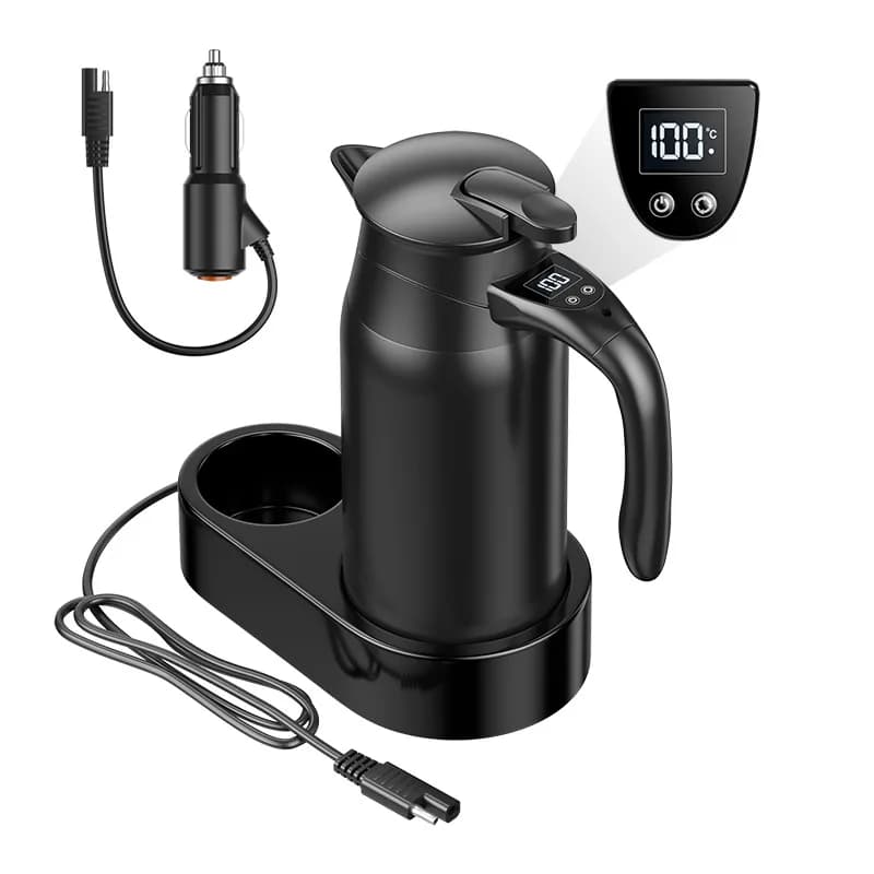 Electric kettle 12V/24V - Intelligent temperature control, 100 ° C Hot cup for car trips/camion