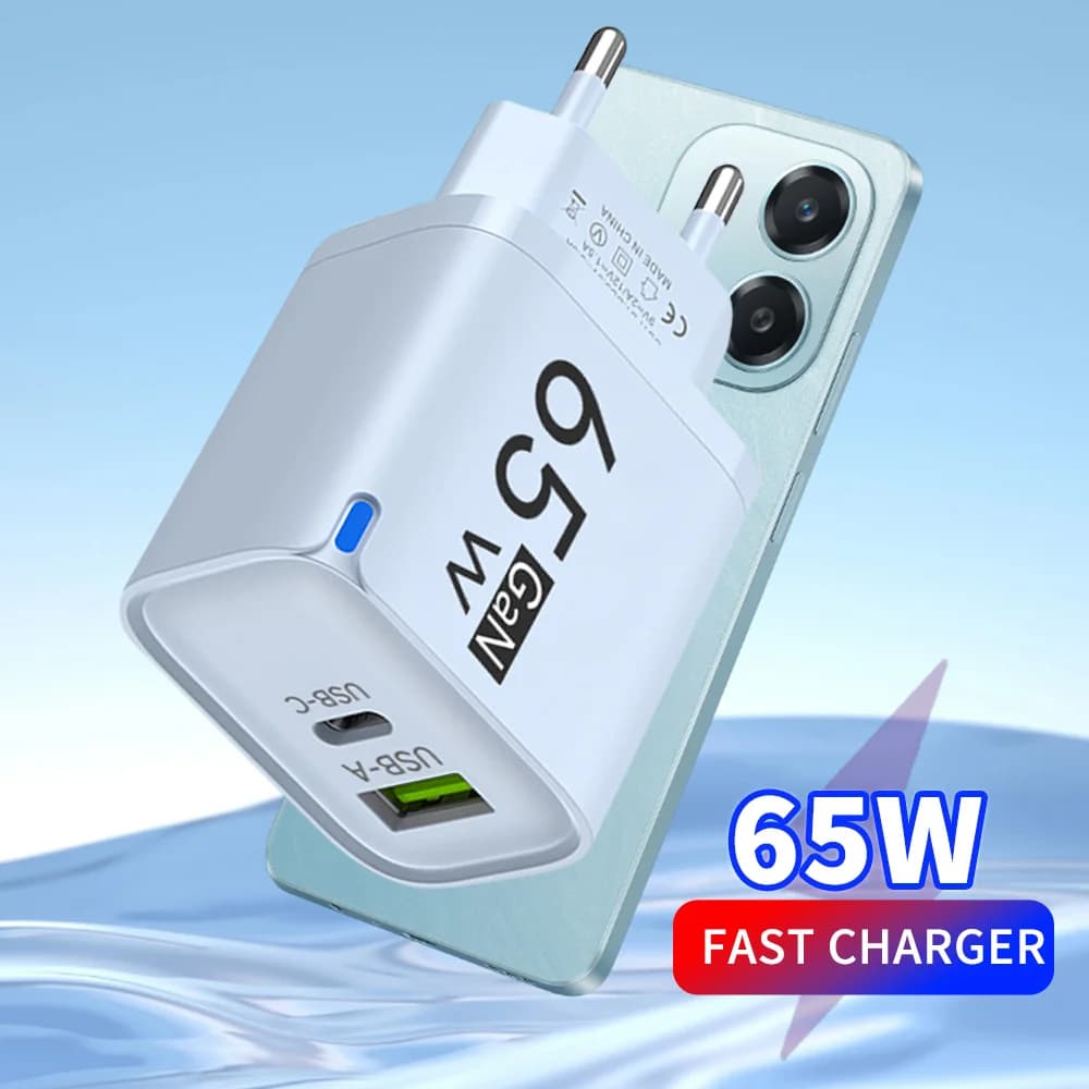 GaN 65W USB Type C Fast Charging Charger For iPhone Honor Xiaomi Huawei Samsung Oneplus High Speed Charge Mobile Phone Adapter