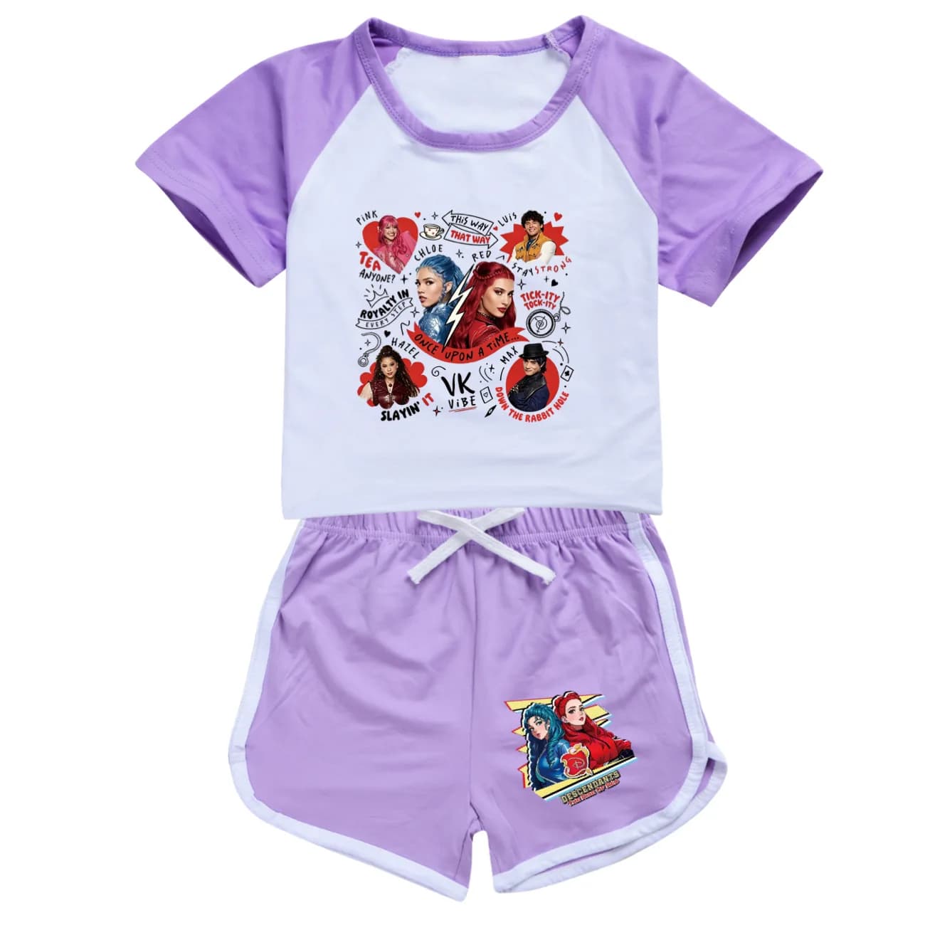 Kids Summer Descendants 5 Boy Girl Round Neck T-shirt+Shorts Short-sleeved Toddler 3-12Y Casual Sports Set Pajamas