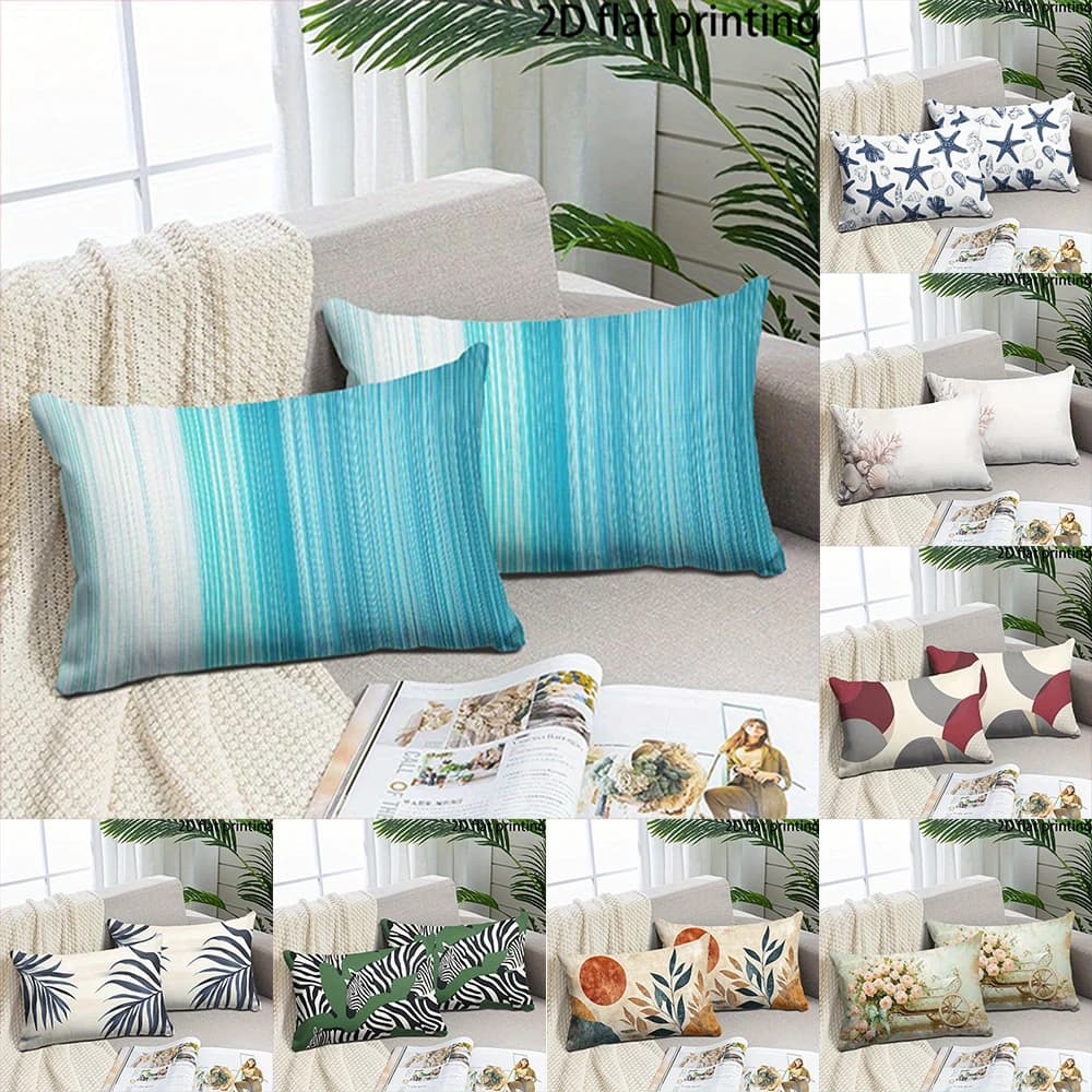 Two-piece suit Blue Striped Pillowcase for Sofa , Used for sofas, chairs, cars, decorative cushion covers, pillowcases.
