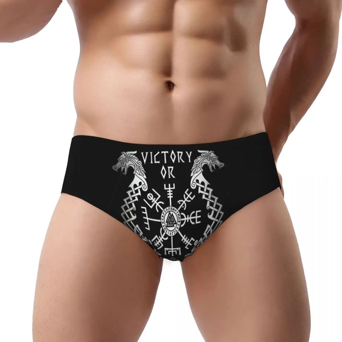 Biancheria intima da uomo personalizzata Viking Victory o Valhalla, slip elasticizzati