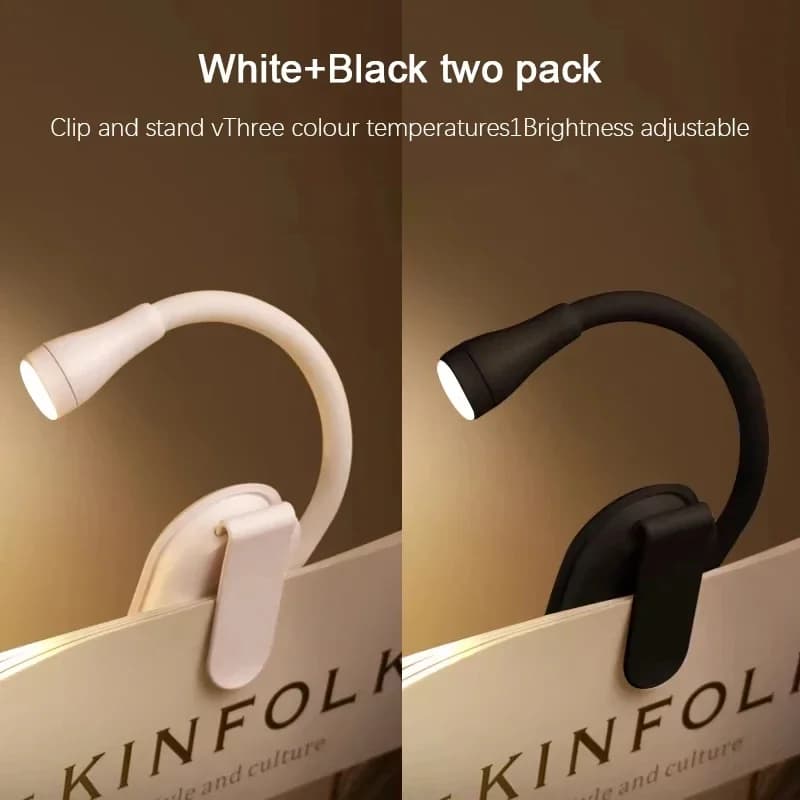 Lettura Mini Luci da libro Clip portatile Luci notturne Ricarica USB Led Dimmerabile Camera da letto Protezione per gli occhi Clip 360 ° Lampade da libro a LED Flip