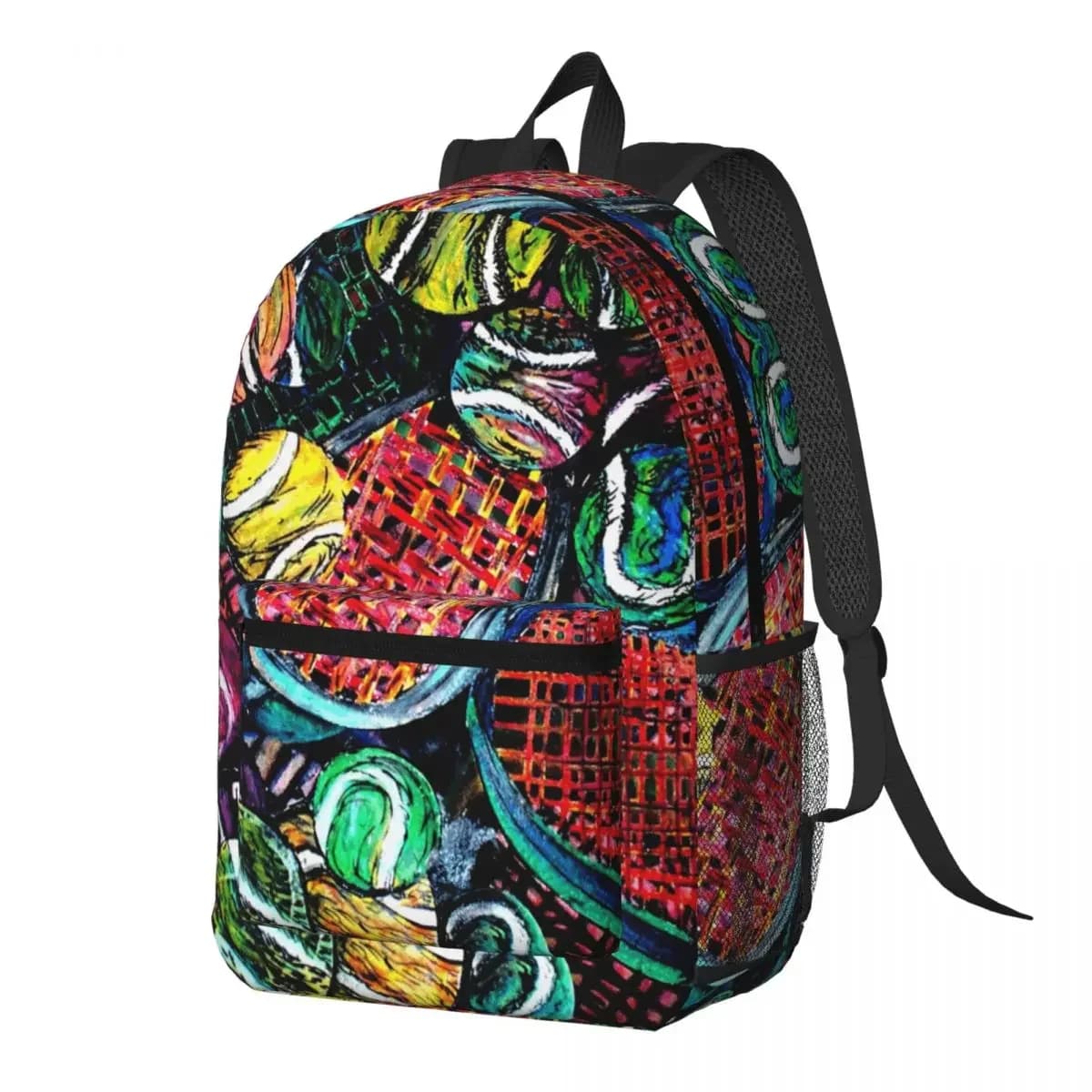 Tennis Racket And Ball Backpack Daypack Large Capacity Kids BookBag School Bag Shoulder Bags for Men Women