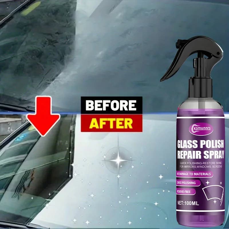 Car glass scratch polishing spray, suitable for windshields, safety helmets, bathroom mirrors, etc. Effectively handles minor sc