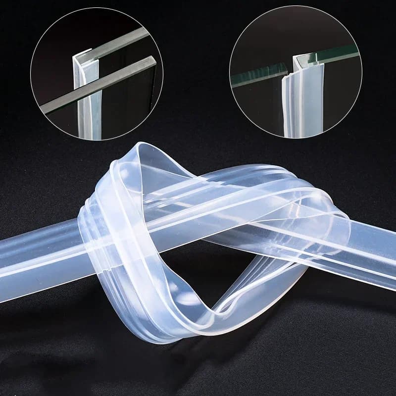 6/8/10/12mm Gap Glass Shower Door Seal Strip Silicone Rubbe Bath Shower Door Window Weather Strips Draft Stopper Bathroom Sealer