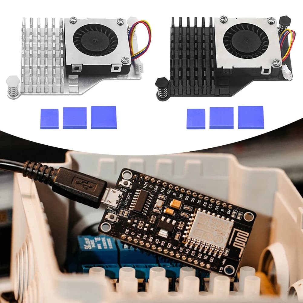 For Raspberry Pi 5 Active Cooler Official Fan Heatsink with Adjustable Speed Cooling Fan Fin Heatsink Compatible Holder