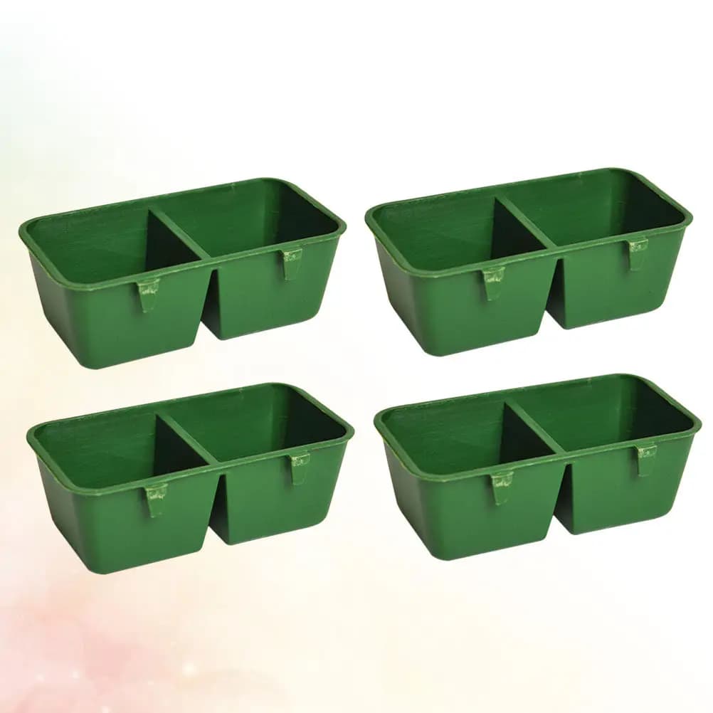 10Pcs Pet Double Trough Bowl Plastic Birds Food Feeder Waterer Cage Mounted Easy Install for Parrot Budgie Cockatiel Peony