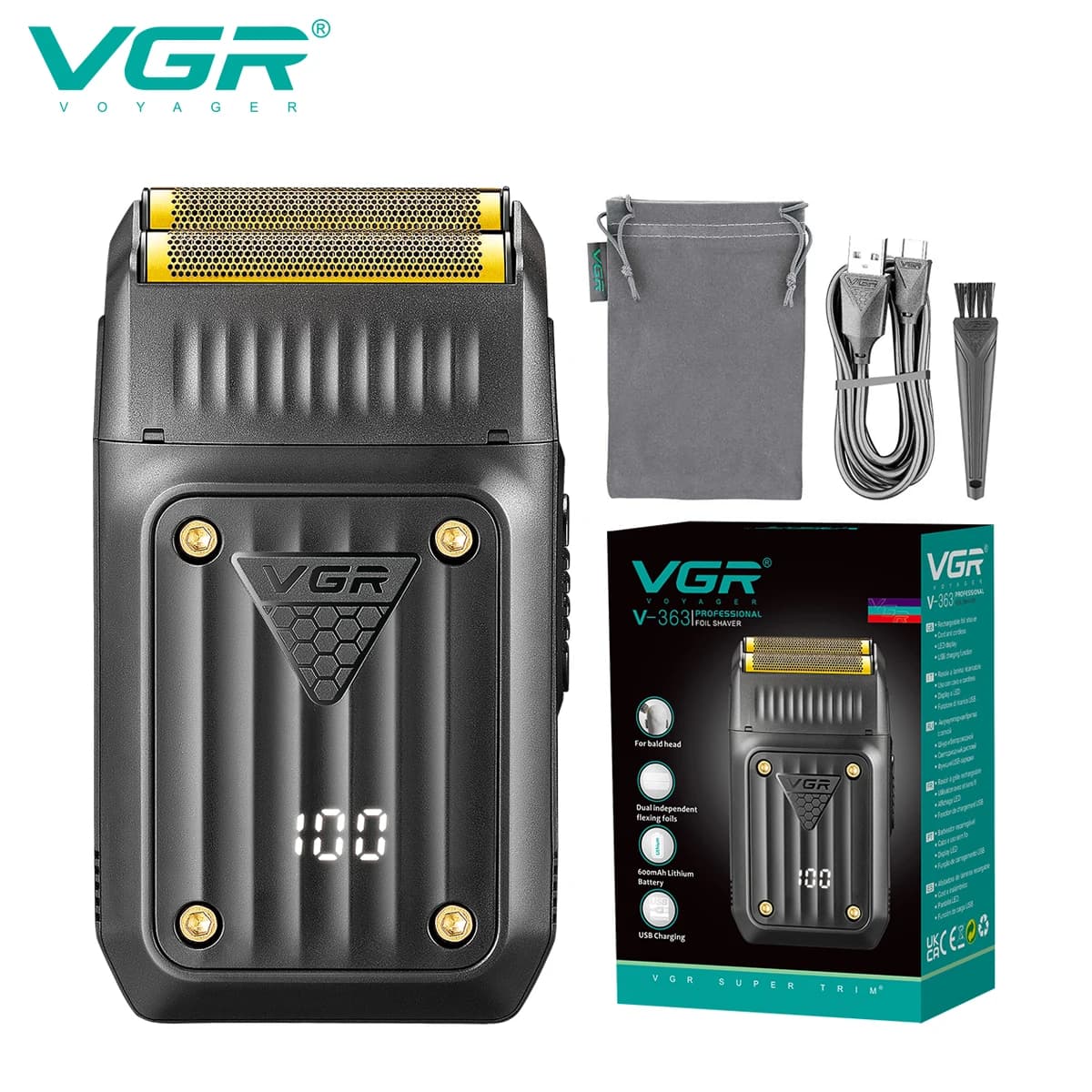 VGR 363 Electric Razor Razor Professional Hair Cutter Rechargeable Razor Barbiere Barba Trimmer Lamina Razor For Men
