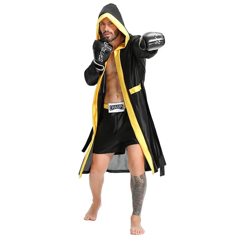 Adult Men's Boxer COS Costume Retro Boxing Shorts Set Stage Performance Photo Combat Roleplay Outfit