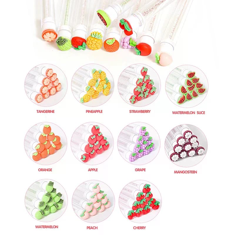 10PCS/Set Fruit Collection Mascara Brush Reusable Lash Brush Tube Spoolies Lash Extension Brushes Applicators Makeup Tools