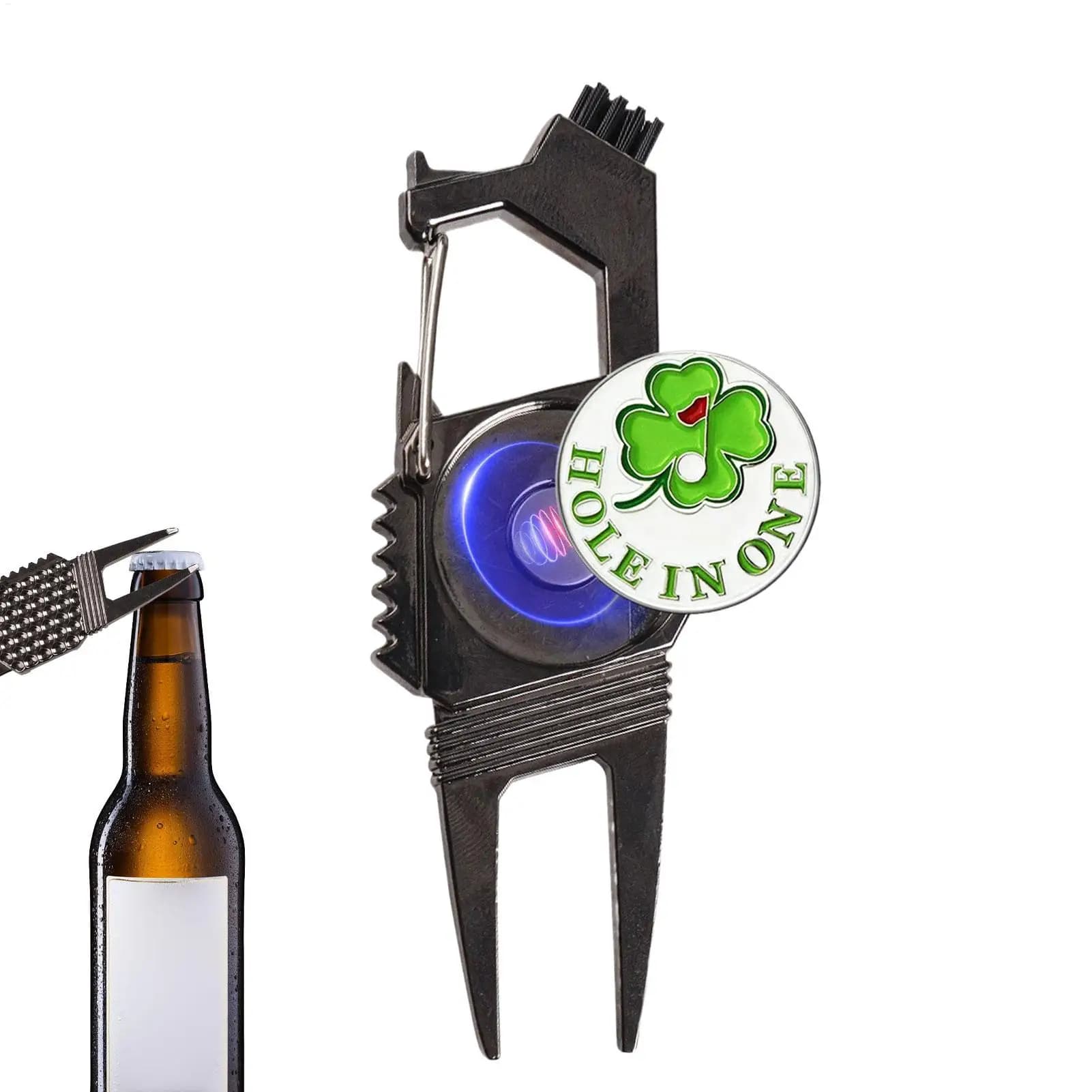 Golf Divot Pitch Mark Strumento di riparazione Strumento portatile per marcare palline da golf in metallo Gadget per golfisti compatto Pulitore per scanalature Aiuto per uomini Golfisti
