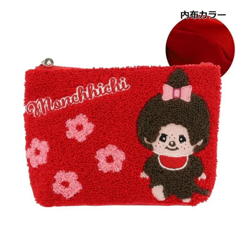 Cute Monchhichi Embroidered Zipper Storage Bag Portable Towel Pouch Student Stationery Organizer Cosmetic Daily Storage Pouch