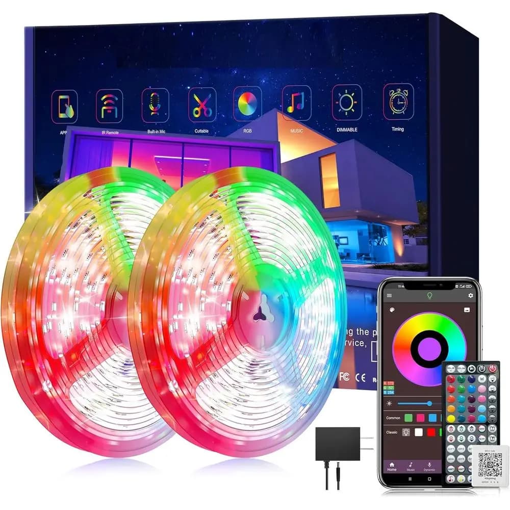 Strisce LED RGB che cambiano colore per camera da letto, 250 piedi (2 rotoli da 125 piedi) con telecomando e controllo tramite app, ideali per decorazioni domestiche e