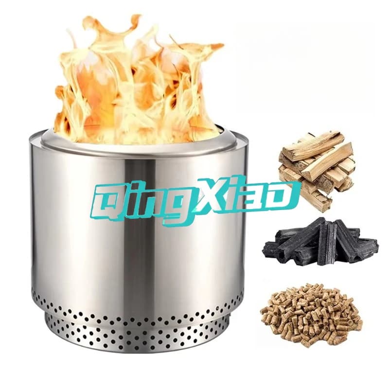 Braciere Portatile in Acciaio Inox Senza Fumo, Resistente al Vento, per Campeggio, Giardino, Patio, Picnic, Barbecue, Stufa a Legna