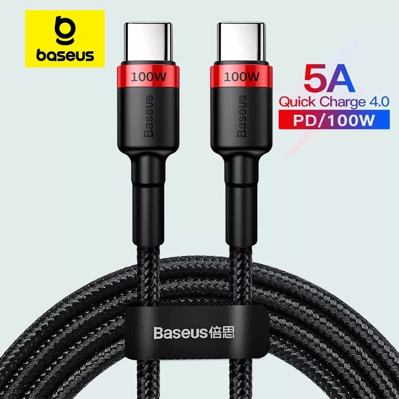 Cavo Baseus USB-C a USB Type-C da 100W per MacBook Pro, ricarica rapida 4.0, cavo di ricarica veloce per iPhone 17 16 15 Pro Max