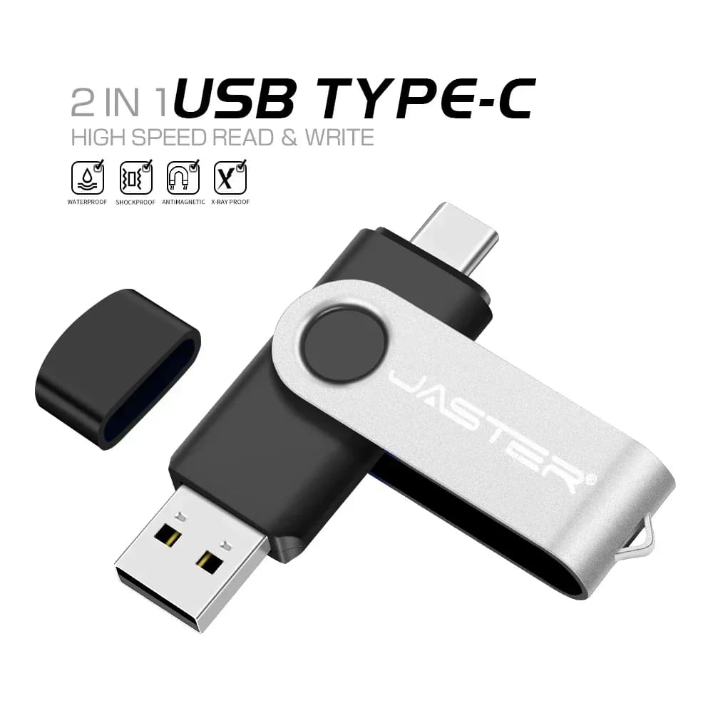 Chiavetta USB TYPE-C Chiavetta USB-C da 128 GB Portachiavi gratuito da 64 GB Chiavetta di memoria nera argento Regali aziendali creativi Pendrive da 32 GB