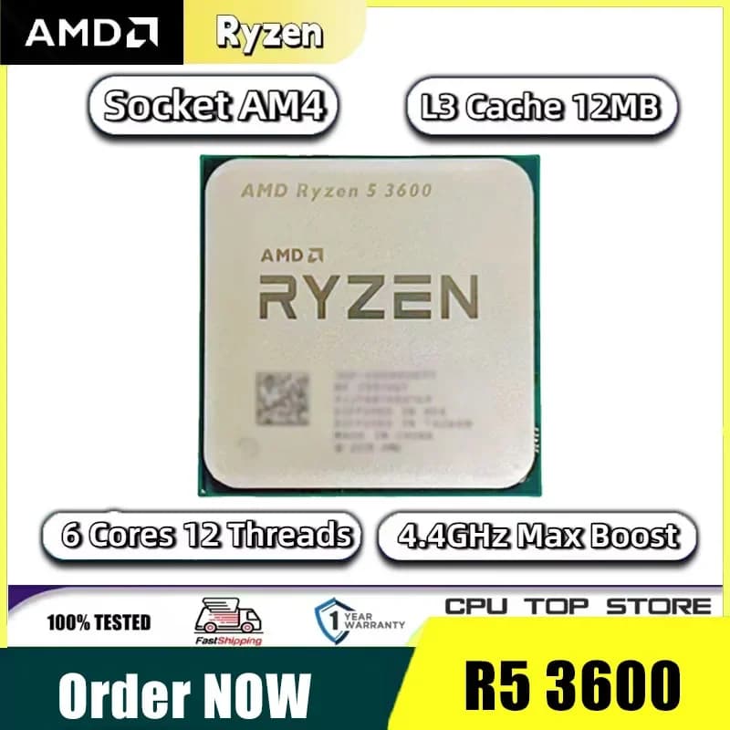 AMD Ryzen 5 3600 Unlocked 6-Core 12-Thread 4.4GHz Desktop CPU - AM4 Socket Gaming Processor - No Package