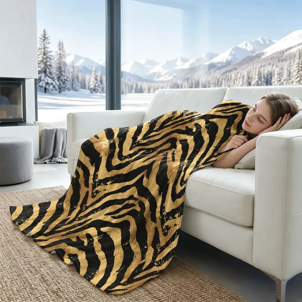 Cooling Blanket Summer Cooling Throw Gold Tiger Stripe Print Bed Sheet Set Breathable Soft Ice Touch Moisture Wicking Bedding