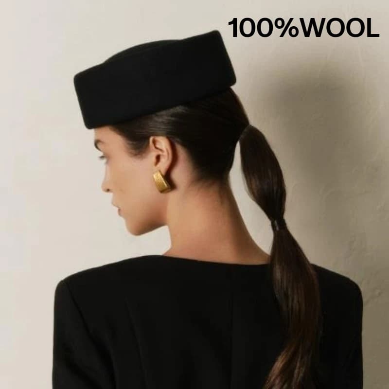 Women's Hat in Wool Felt Rigid Vintage Hat with Top Concave Cappelli Fedora Style Fascinator Wedding Hats Wedding Party Cocktail Hat