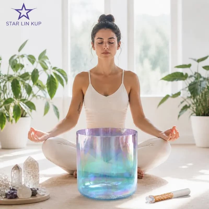 STAR LIN KUP Crystal Singing Bowl Gradient Color Sound Healing Meditation Chakra Balance Yoga Relaxation Stress Relief Gift