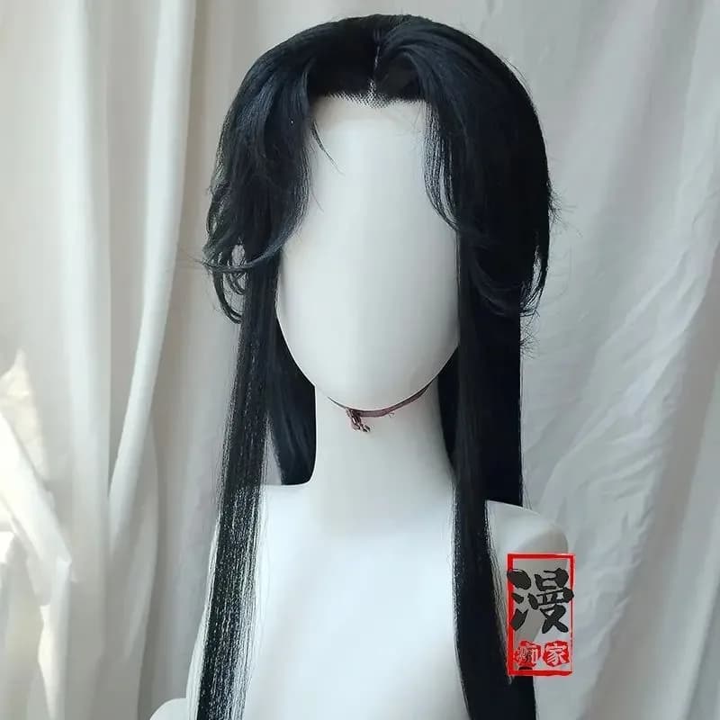 Qiangjinjiu Styled Shenlanzhou Xiaochiye Capelli sintetici lunghi neri personalizzati resistenti al calore Anime Halloween con Wigb;4.f'7;j,3