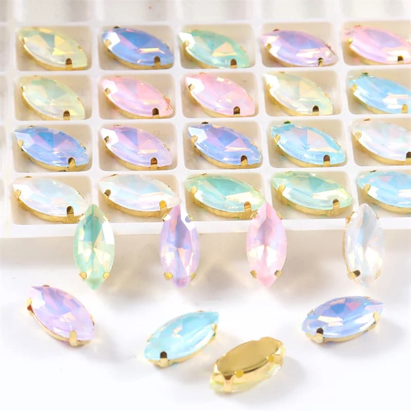 Jelly Horse Eye cucire su pietre di vetro con cristalli di artiglio d'oro strass per vestiti ricamo fai da te abito da sposa scarpe borse