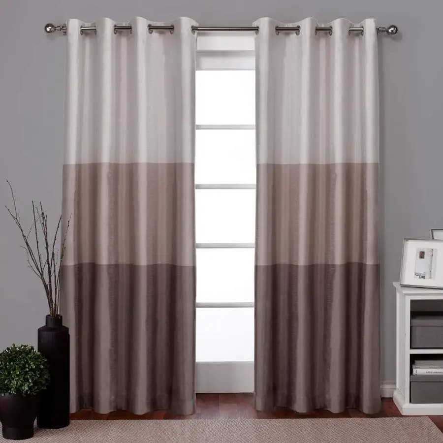 Pair of Chateau Curtain Panels in Finta Silk with Eyelets, 54x84, Taupe Color