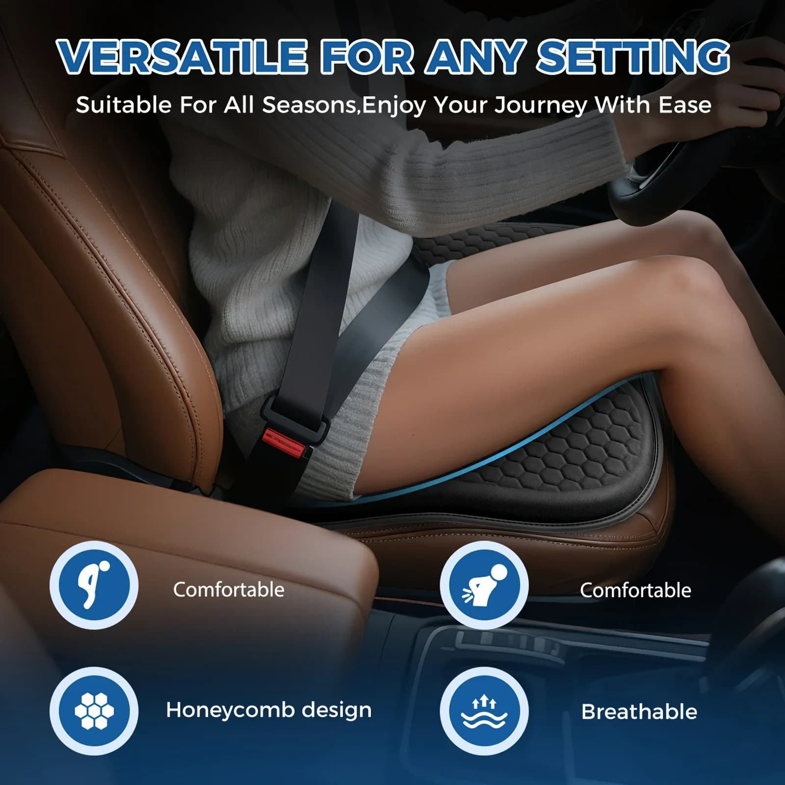Cuscino Rinfrescante in Gel per Auto 3D a Nido d'Ape, Fresco e Traspirante, in Seta Ghiacciata, per Auto, Casa, Ufficio, Accessori Auto