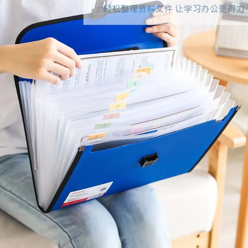 Semplici valigette tascabili da 13 tasche Borsa per documenti espandibile tenuta in mano Organizzatore di documenti Portafoglio di stoccaggio Cartella di carta