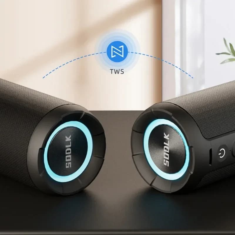 Altoparlanti Bluetooth SODLK T21 con Luce RGB, Speaker Wireless Portatile Impermeabile da 60W con Suono Stereo TWS per Casa, Feste e Campeggio