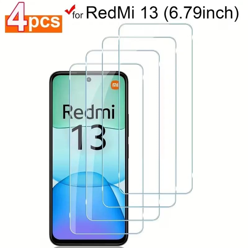 Proteggi schermo in vetro temperato da 4 pezzi per Xiaomi Redmi Note 13 4G 5G Redmi 13C