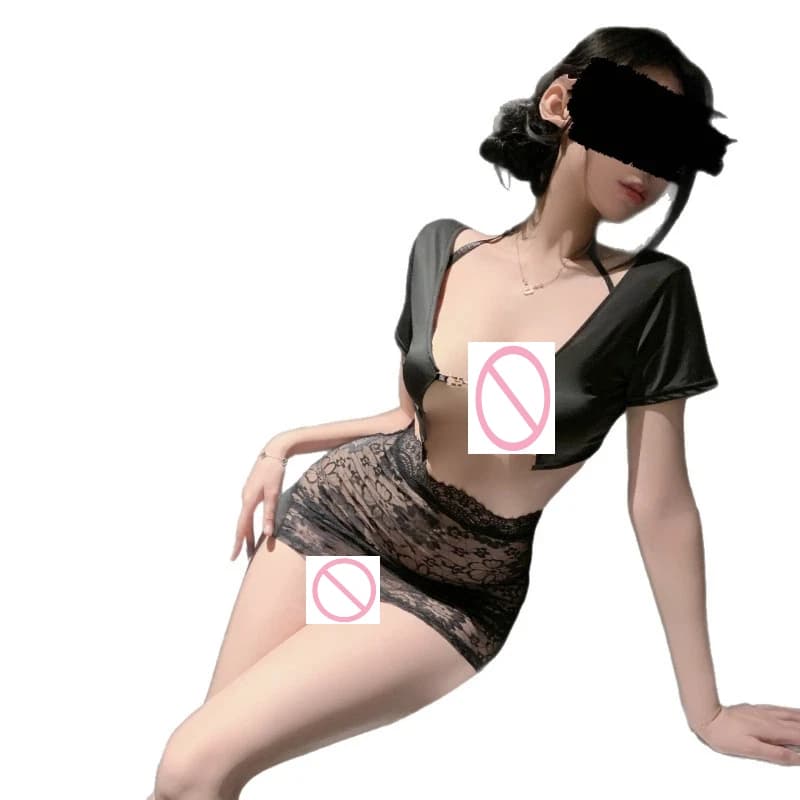 Lingerie sexy, uniforme da segretaria in pizzo che copre i glutei, pigiama sexy per flirtare e sedurre.
