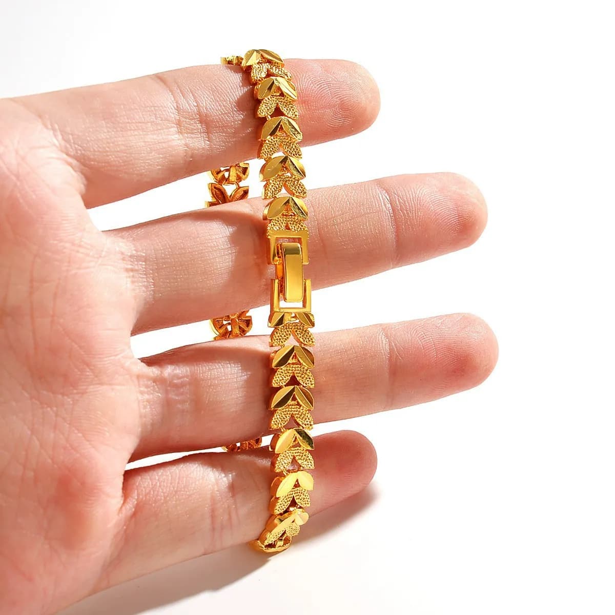 AU999 gold bracelet watch button women's watch chain European and American fashion simple 24K real gold wrist chain jewelry