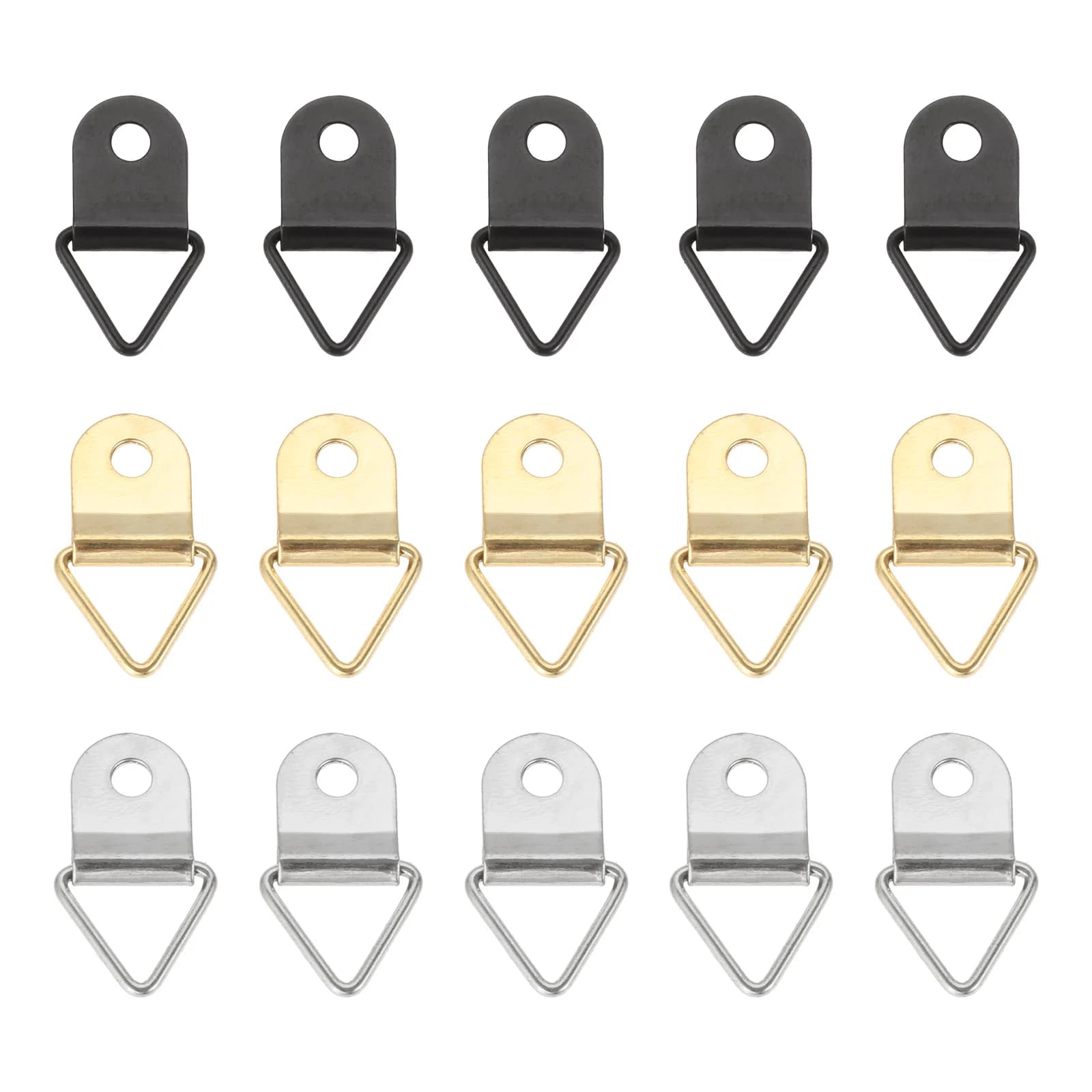 50pcs/kit Metal Picture Frame Hangers W/Screw Photo Hanging Hook Triangle Ring Wall Mount Attached Nails Display Painting Decor