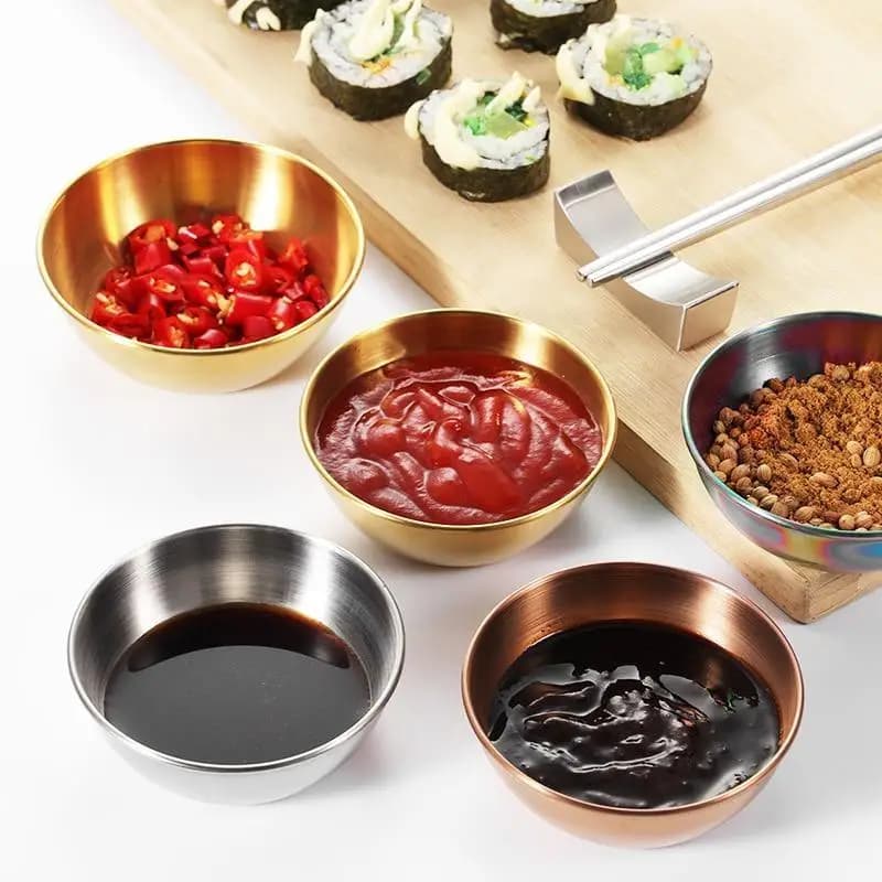 4 pezzi piatti per salsa in acciaio inossidabile antipasti condimento piatti da portata set vassoio piatti per spezie stoviglie da cucina