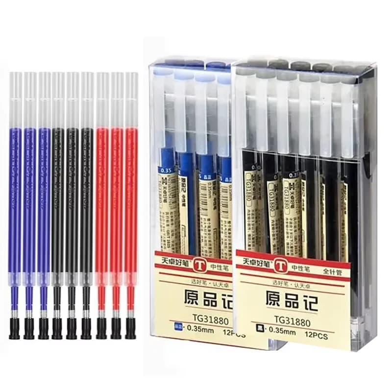 52/6 pezzi 0.35mm set di penne gel fini blu/nero ricariche asta per pennarelli scuola gelpen ufficio studente scrittura disegno cancelleria