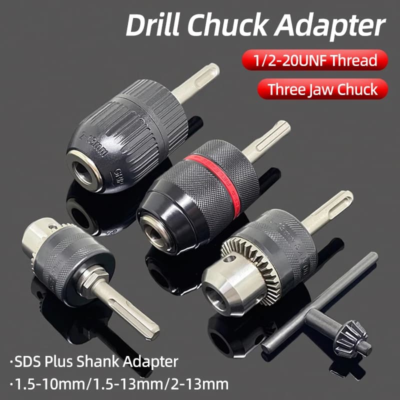 2-13MM/1.5-10MM Drill Chuck SDS Plus Shank Adapter Thread 1/2"-20UNF Change Converter Keyless Tools For Screwdriver Drill Bits