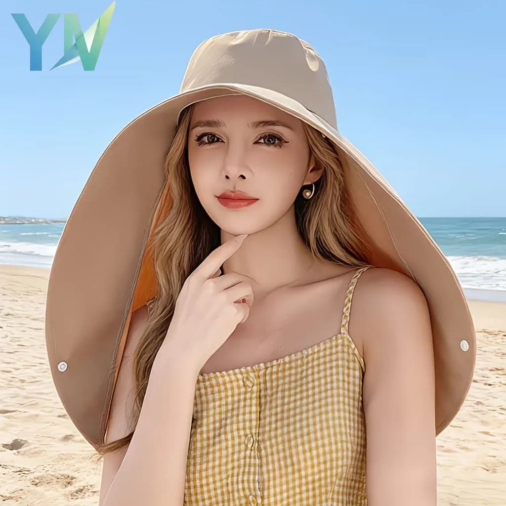 Women's summer hat for sun protection with headgear, neck protection, shoulder coat, wide stretch, UV block, for outdoor excursions, cycling