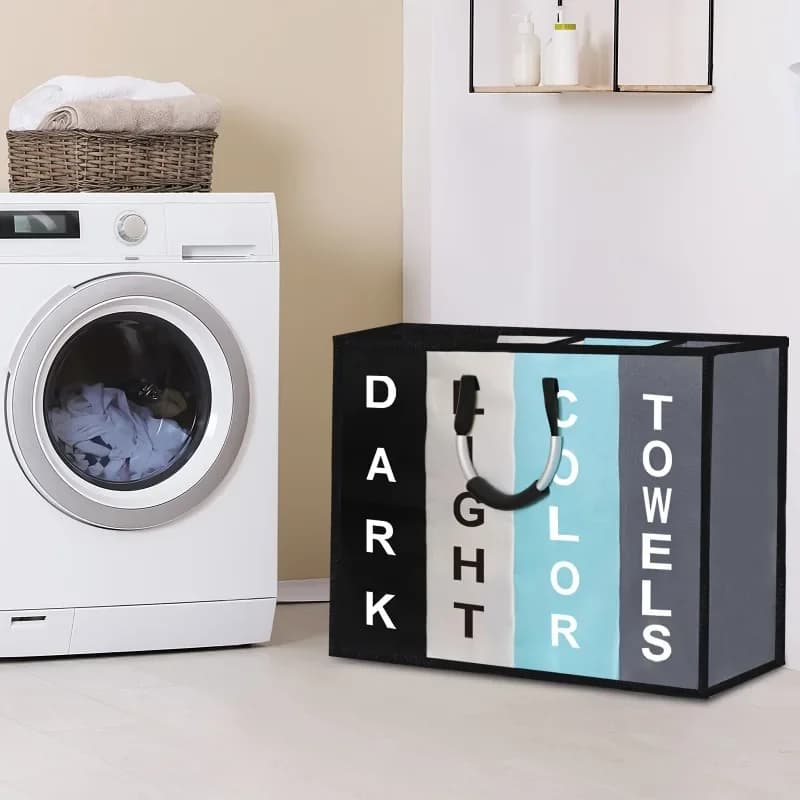 Portatile a 4 scomparti di grande capacità con cesto portabiancheria, ideale per la casa, il dormitorio o l'uso in camper, l'organizzatore dell'armadio