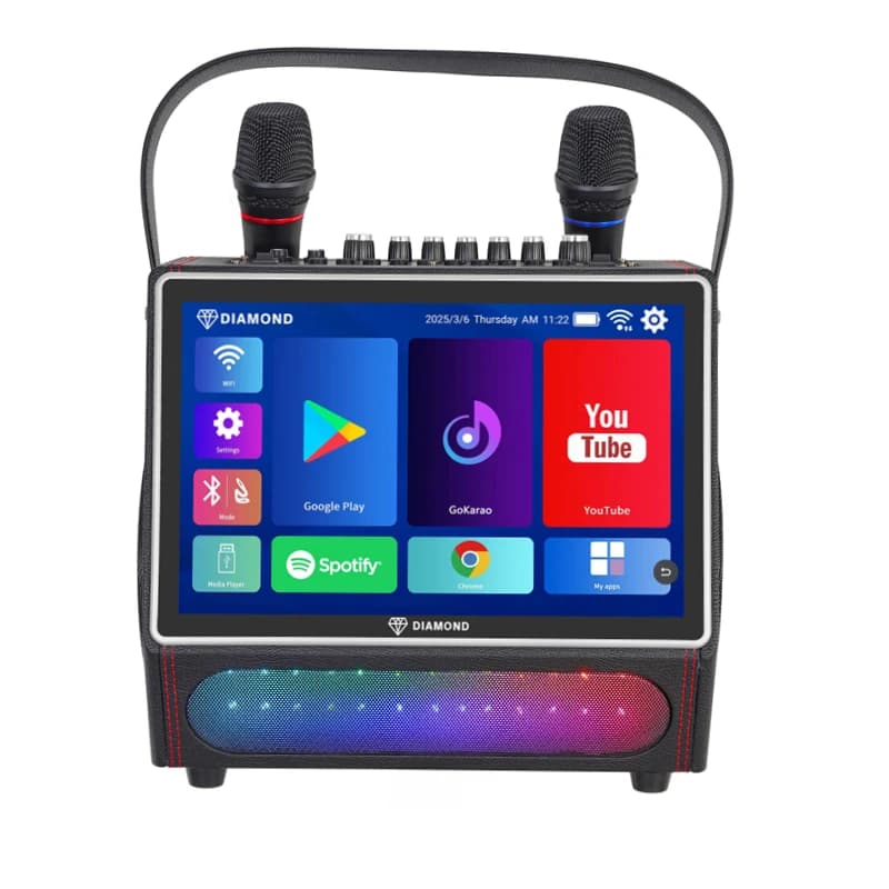 Diamond Stock Doppio woofer 5.25 Legno a 2 vie Sistema Android ad alta potenza da 40 W Altoparlante per macchina karaoke KTV all-in-one con touch screen