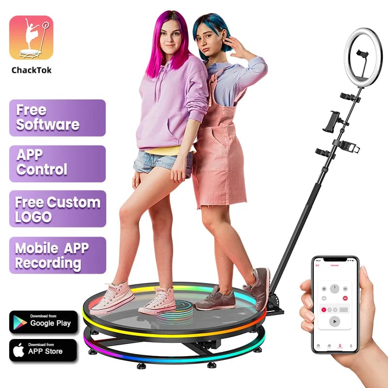 360 Photo Booth Machine for party 360 Spin Camera Booth with Extra Battery, Logo Customization, Software APP Remote Automatic